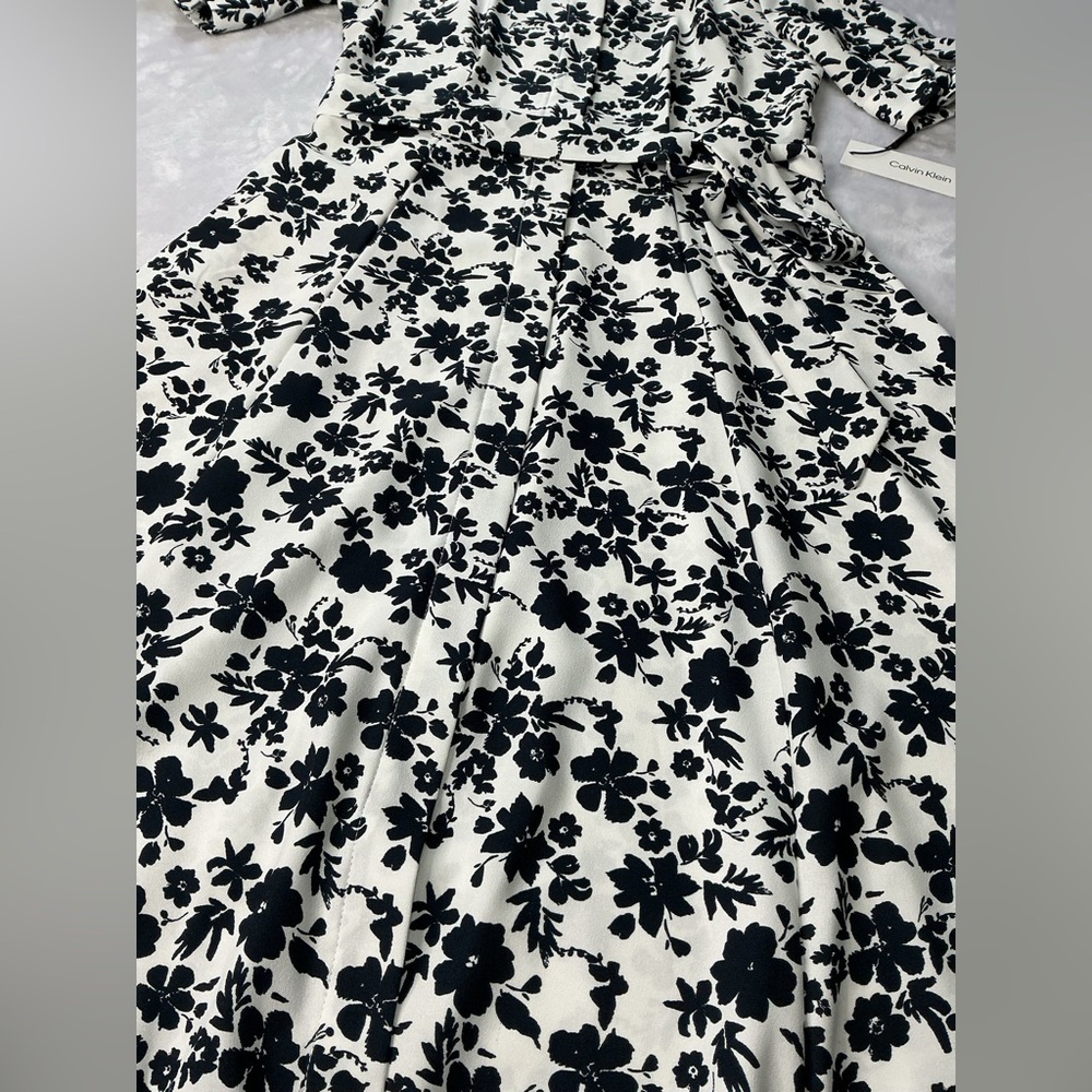 Calvin Klein Black and White Floral Dress NWT SIZE 6 - Picture 9 of 15